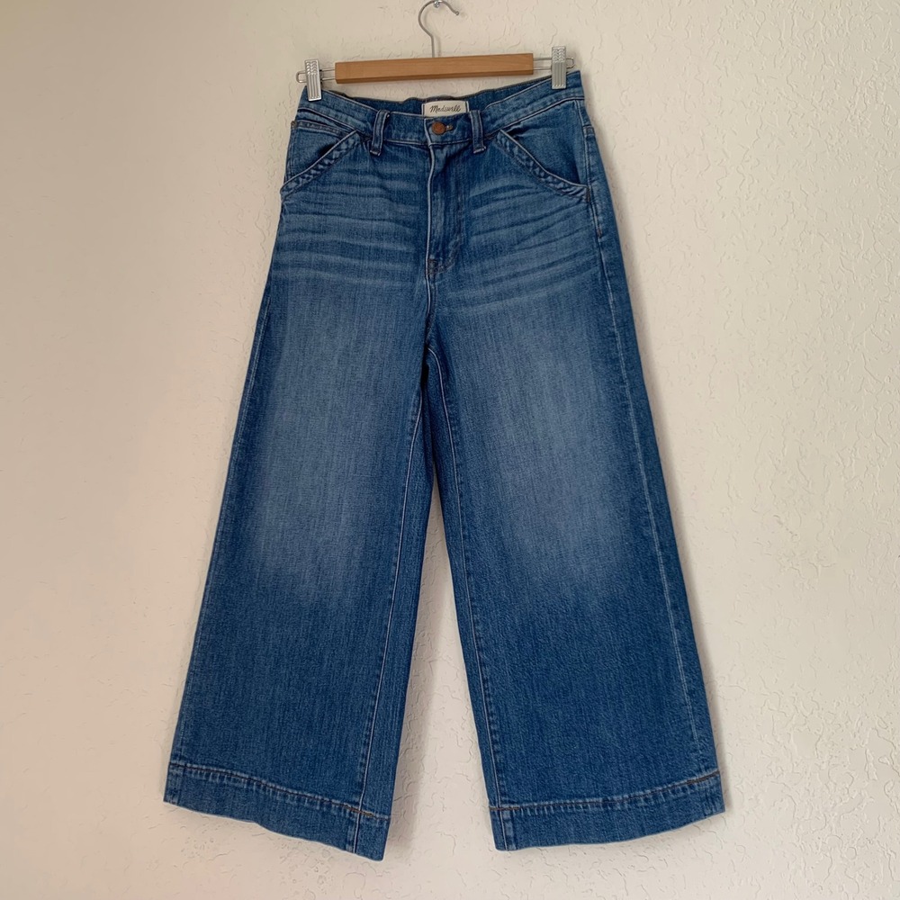 Madewell Wide-Leg Crop Jeans Women 27 Blue High Rise Denim Boho Chic Casual
